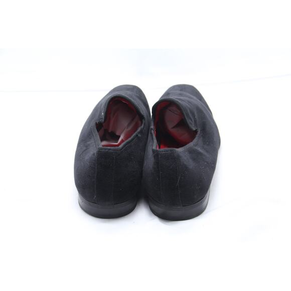La Milano Leonard Loafers Shoes Mens Size 10 Black Velvet Slip On Dress Quilted